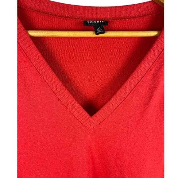 Torrid Lightweight French Terry V-Neck Ruffle Shoulder Sweater Size Large (00) - Picture 8 of 10